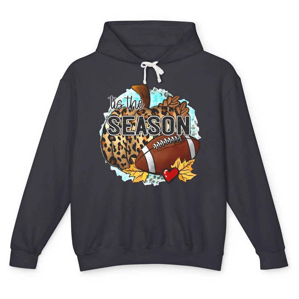 Leopard Football Pumpkin Tis The Season Fall Leaves Autumn Unisex Lightweight Hoodie