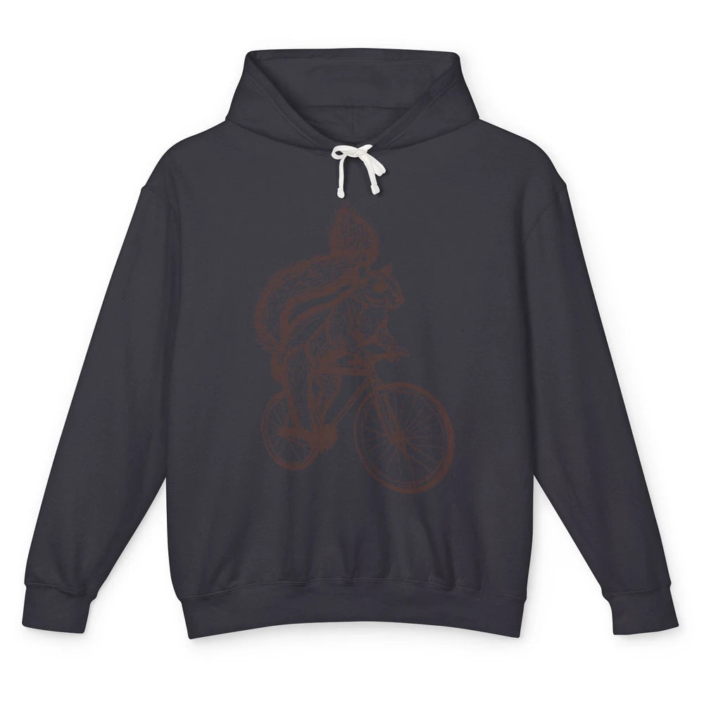 Funny Squirrel Riding A Bicycle Drawn Bike Squirrel Lovers Unisex Lightweight Hoodie