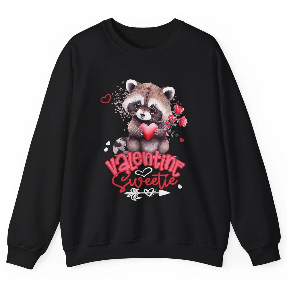 Adorable Baby Raccoon Cute Happy Valentine Sweetie Opossum Unisex Crewneck Sweatshirt