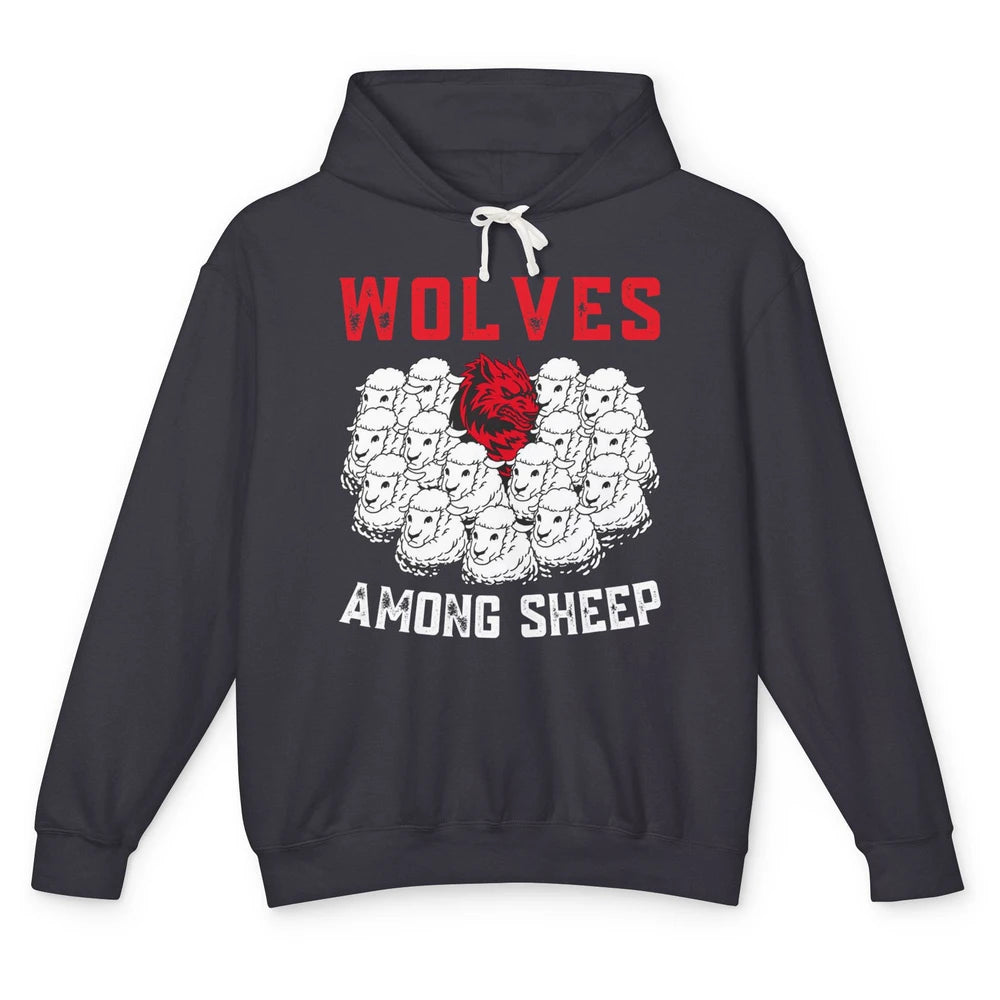 Funny Wolves Among Sheep Lamb Farm Animal Farming Country Unisex Lightweight Hoodie