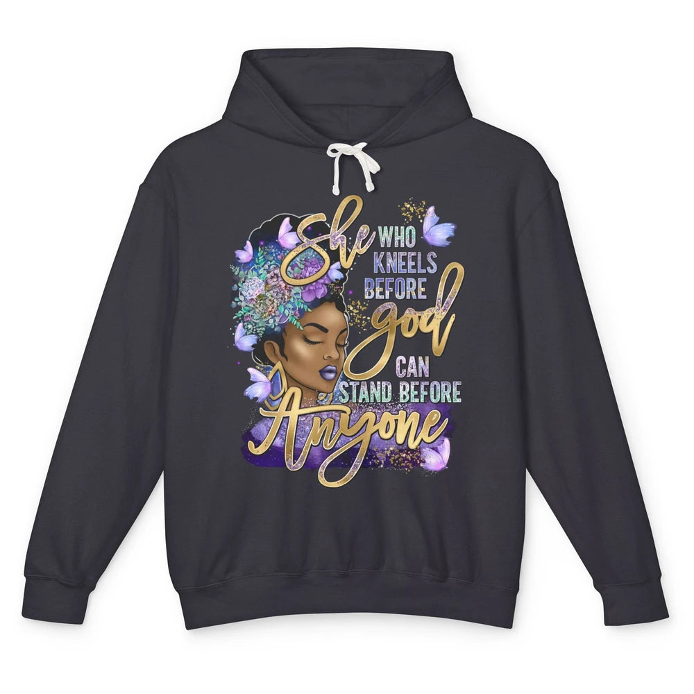 Black Girl She Who Kneels Before God Christian Afro Women Unisex Lightweight Hoodie