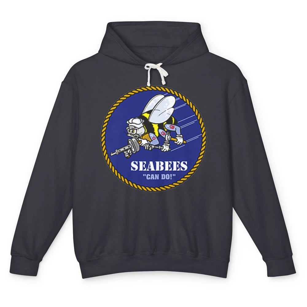 Funny Seabees Construction Battalions Bee Strong Builder Pun Unisex Lightweight Hoodie