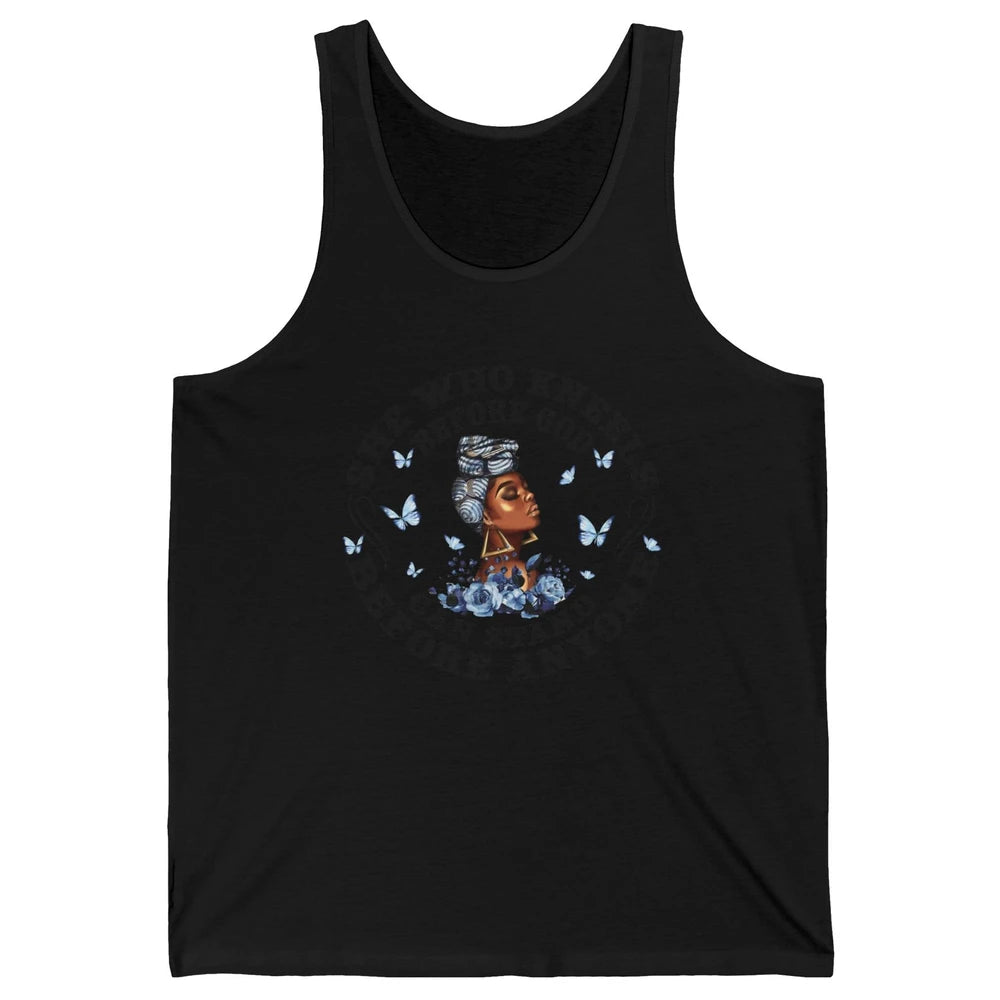 Black Girl She Who Kneels Before God Christian Afro Women Unisex Jersey Tank