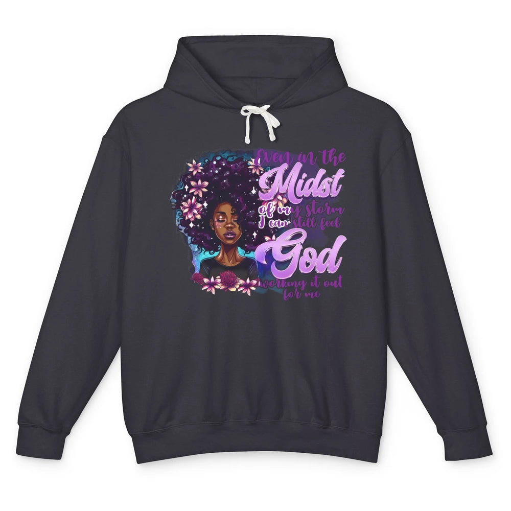 Black Girl In The Midst Of Storm I See God Christian Belief Unisex Lightweight Hoodie