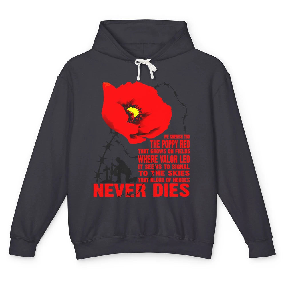 Memorial Day We Cherish Too The Poppy Red US Pride Gift Unisex Lightweight Hoodie