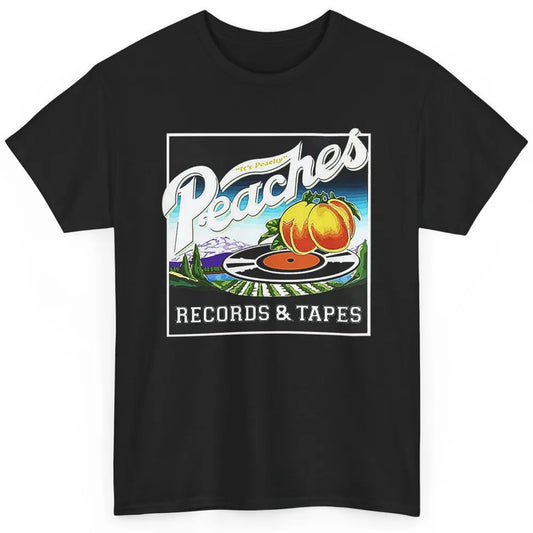 Vintage Peaches Record Tapes Retro 70s Peach Summer Fruit Classic Unisex T-Shirt