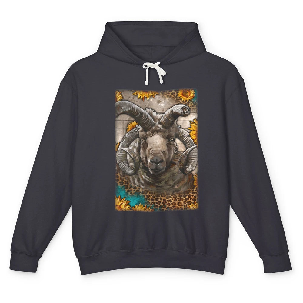 Leopard Sunflower Navajo-Churro Sheep Western Farm Life Unisex Lightweight Hoodie