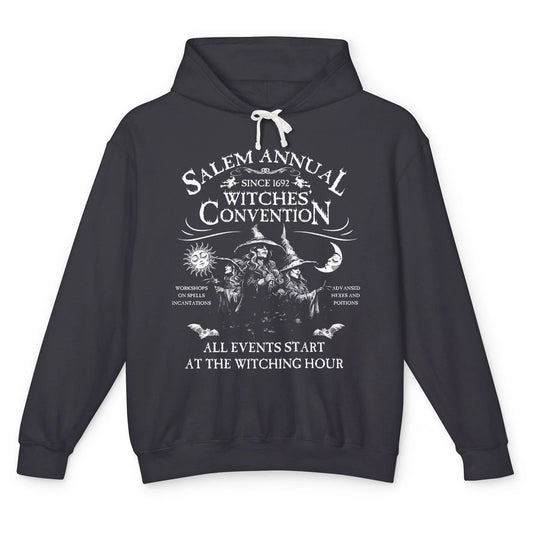 Retro Salem Annual Witches Convention Halloween Witch Magic Unisex Lightweight Hoodie