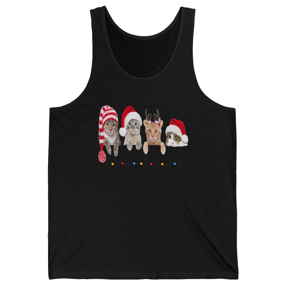 Funny Cat Furiends Merry Christmas Hat Santa Cat Lovers Gift Unisex Jersey Tank