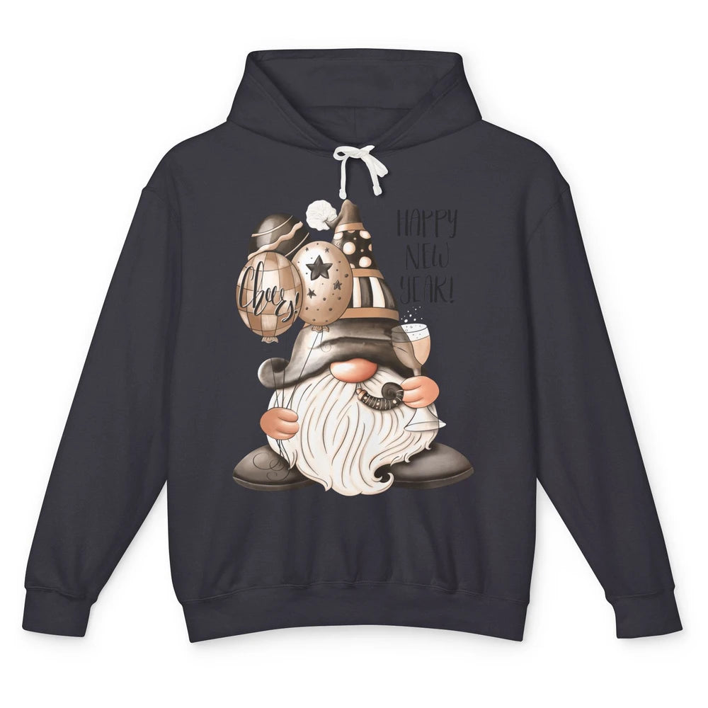 Happy New Year Gnome Champagne New Year Eve Cheer Gnomies Unisex Lightweight Hoodie