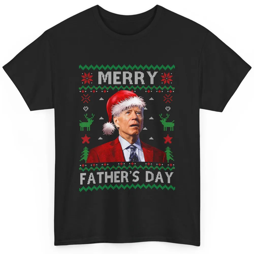 Funny Santa Hat Joe Biden Confused Ugly Christmas President Classic Unisex T-Shirt