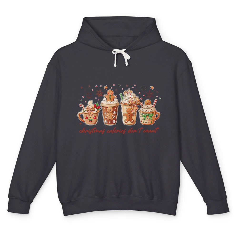 Christmas Calories Not Count Funny Gingerbread Coquette Coffee Xmas Unisex Lightweight Hoodie