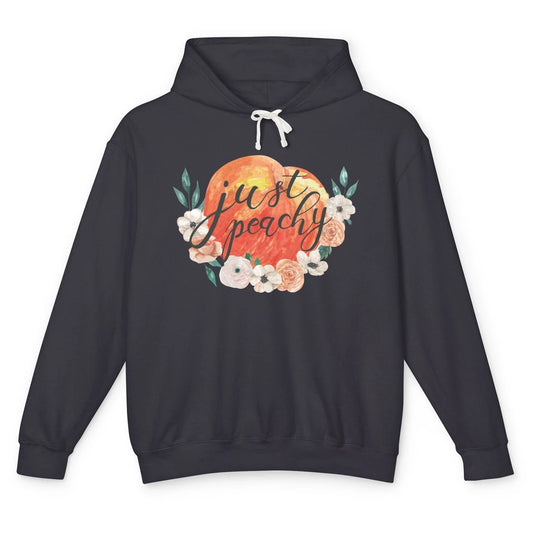 Just Peachy Retro 70s Georgia Peaches Summer Fruit Unisex Lightweight Hoodie