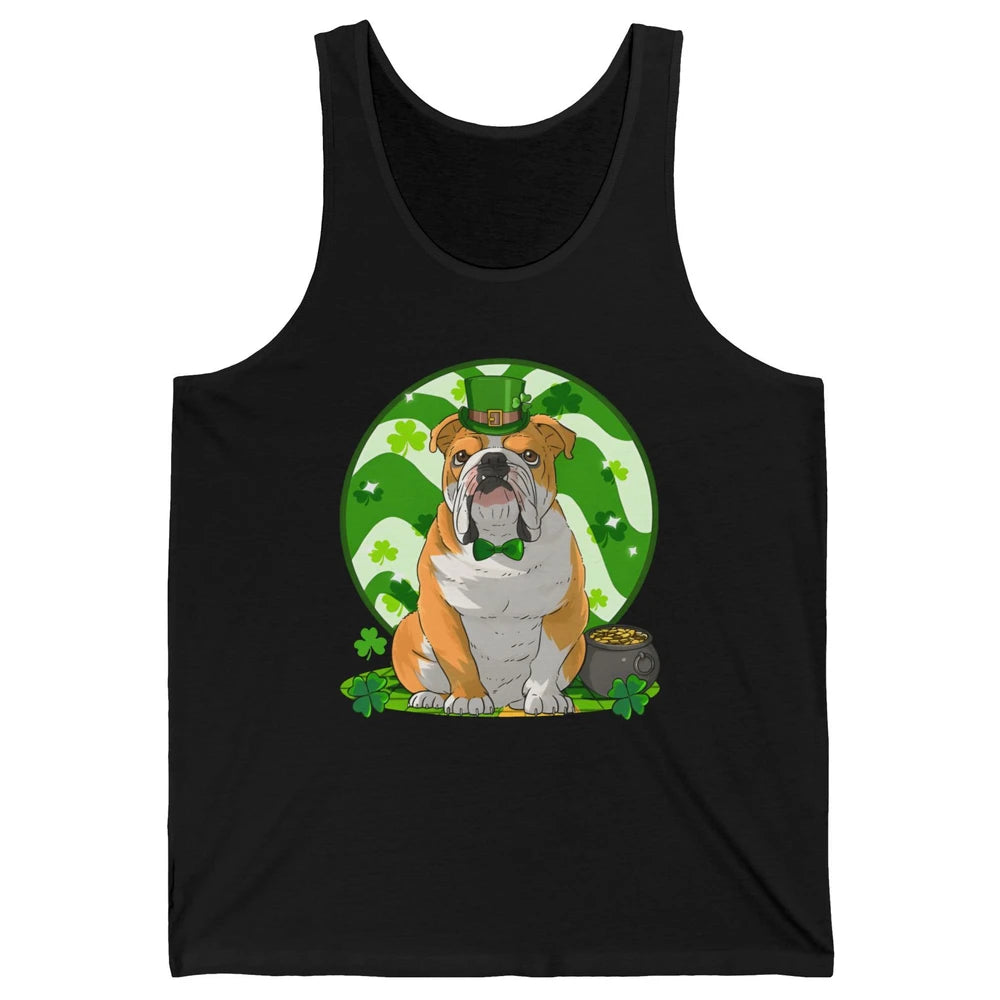 St Patrick's Day English Bulldog Lucky Charm Shamrock Irish Unisex Jersey Tank