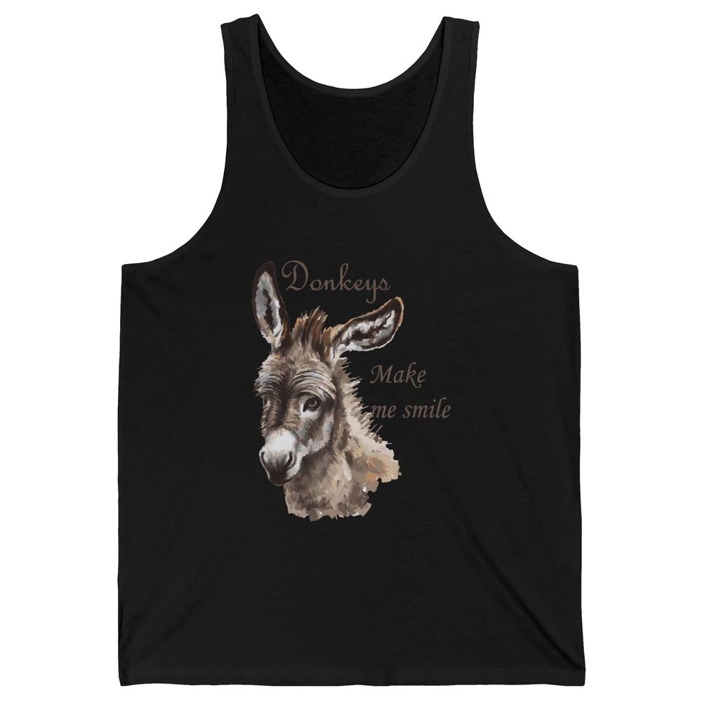 Watercolor Donkey Make Me Smile Farming Life Farm Animal Unisex Jersey Tank