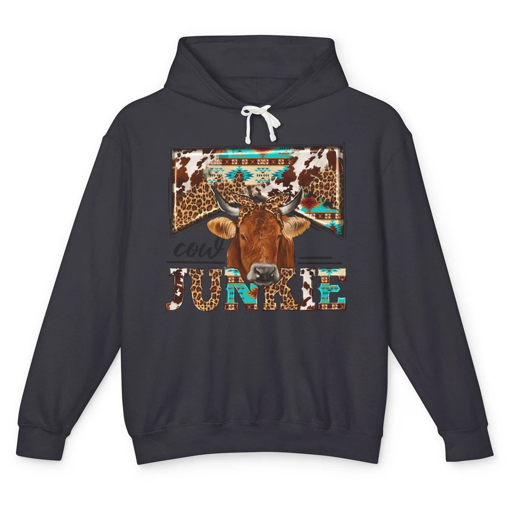 Retro Leopard Bandana Cow Junkie Western Country Farm Animal Unisex Lightweight Hoodie