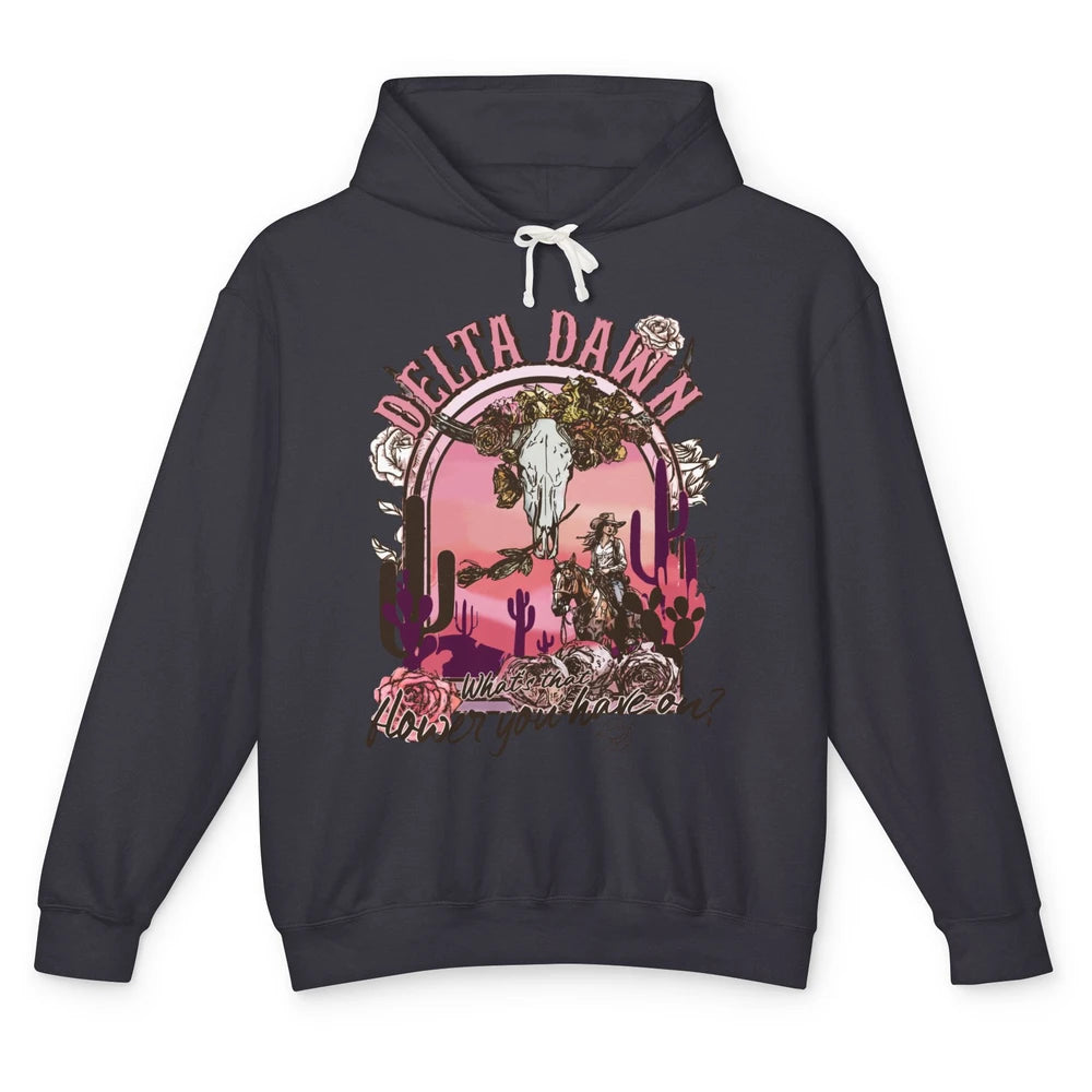 Floral Boho Bull Skull Delta Dawn Desert Western Country Unisex Lightweight Hoodie