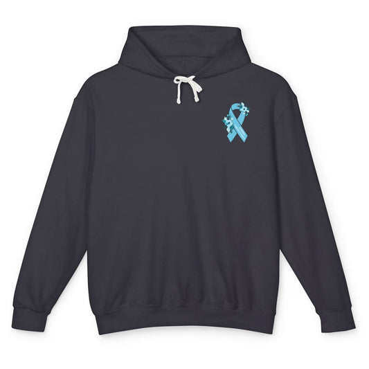 Adrenal Insufficiency Awareness Floral Light Blue Ribbon Unisex Lightweight Hoodie