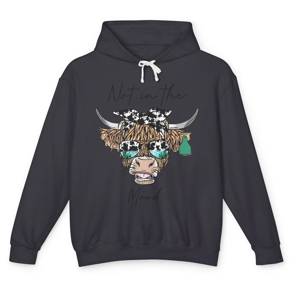 Funny Highland Cow Glasses Not In The Mood Western Country Unisex Lightweight Hoodie