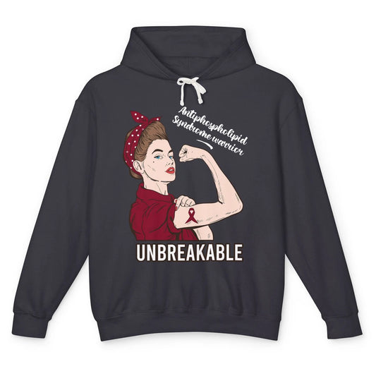 Antiphospholipid Syndrome Ribbon Strong Woman Unbreakable Unisex Lightweight Hoodie