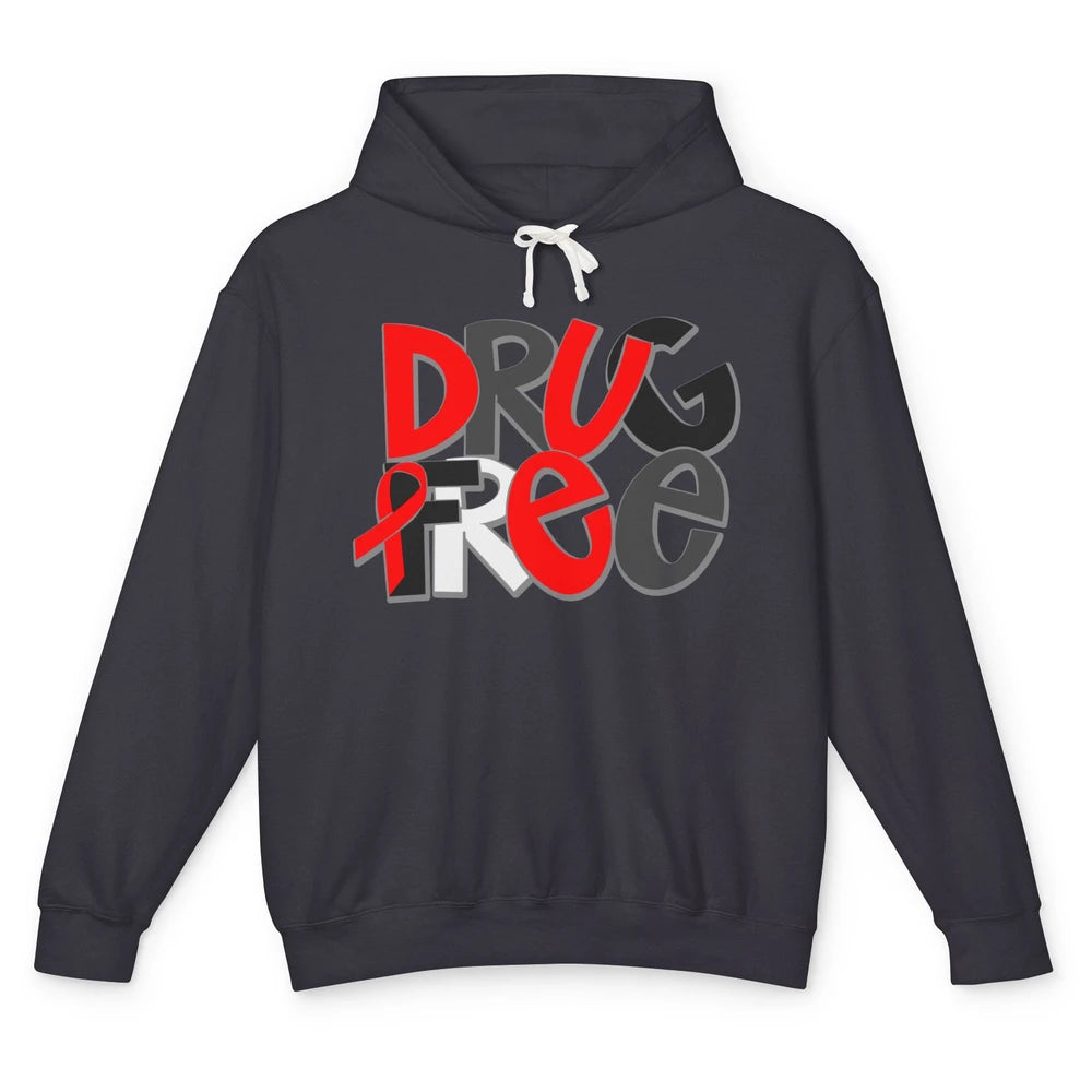 Red Ribbon Week Awareness Drug Free No Drug Red Ribbon Gift Unisex Lightweight Hoodie