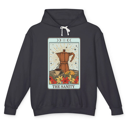 Retro Coffee Tarot Card The Sanity Floral Baker Moon Phases Unisex Lightweight Hoodie