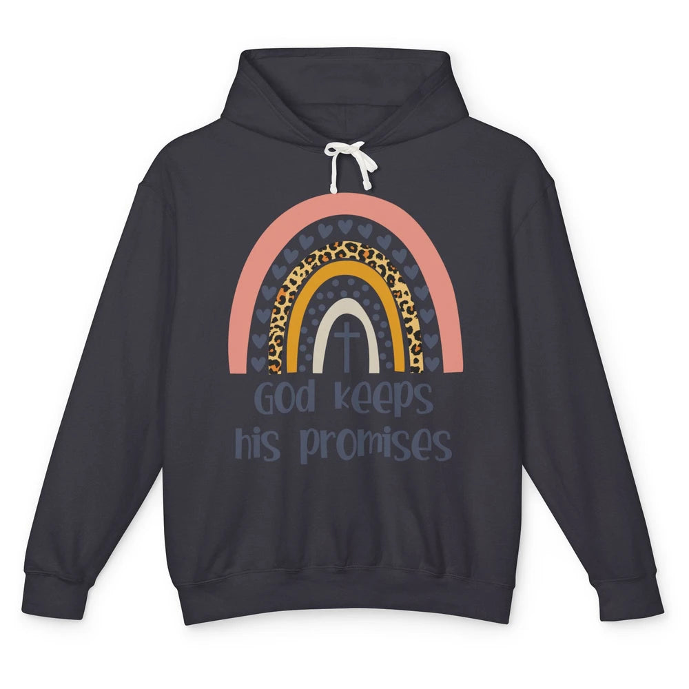 Leopard Rainbow God Keeps His Promises Christian Religious Unisex Lightweight Hoodie