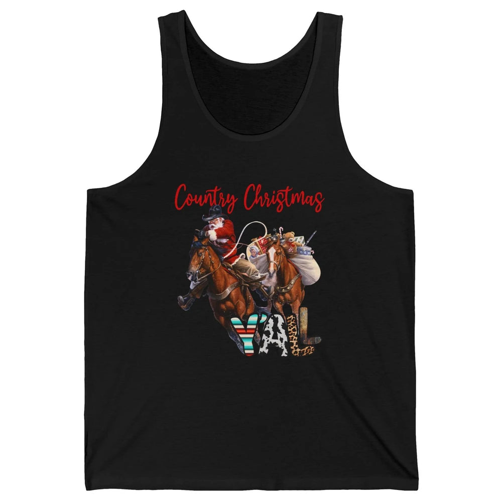 Santa Claus Country Christmas Y'all Western Country Cowboy Unisex Jersey Tank