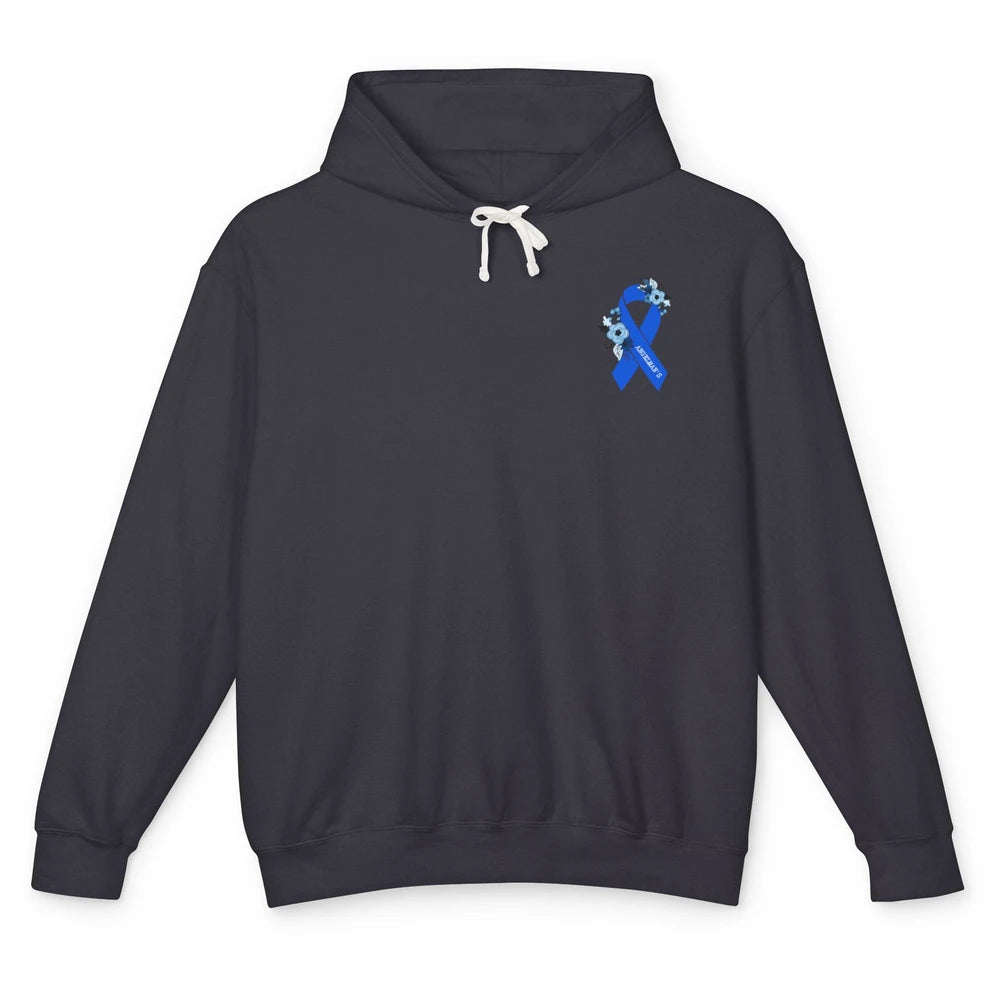 We Wear Blue Angelmans Syndrome Awareness Floral Blue Ribbon Unisex Lightweight Hoodie