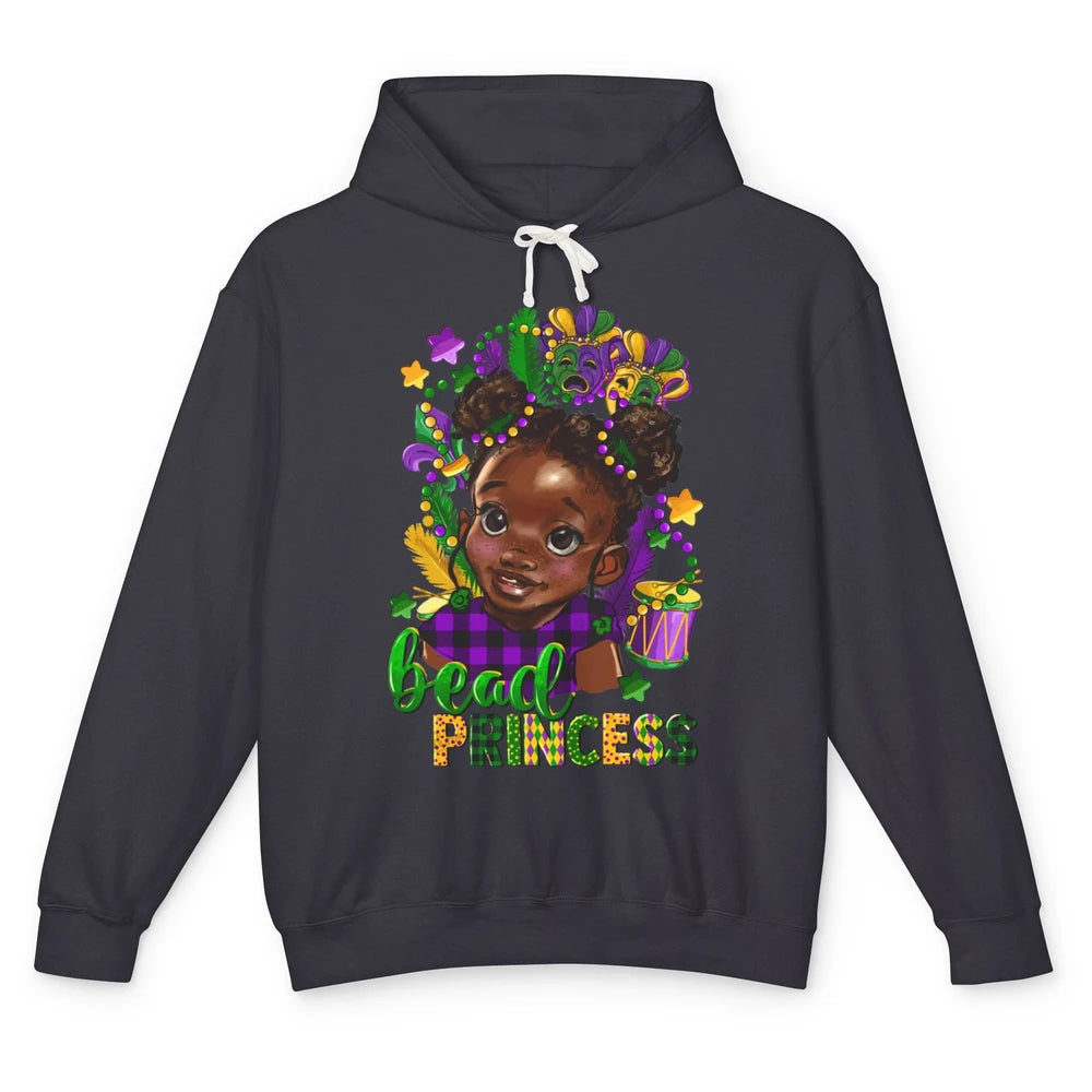 Mardi Gras Bead Princess Black Girl Fat Tuesday New Orleans Unisex Lightweight Hoodie