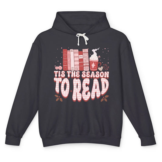 Tis The Season To Read Retro Christmas Book Reader Book Nerd Unisex Lightweight Hoodie