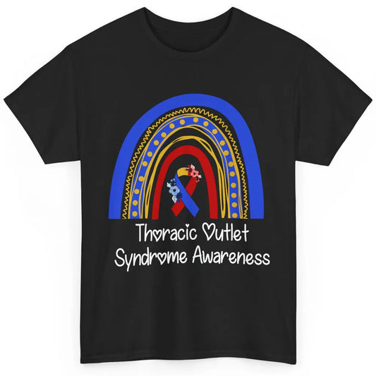 Thoracic Outlet Syndrome Awareness Floral Blue Red Rainbow Classic Unisex T-Shirt