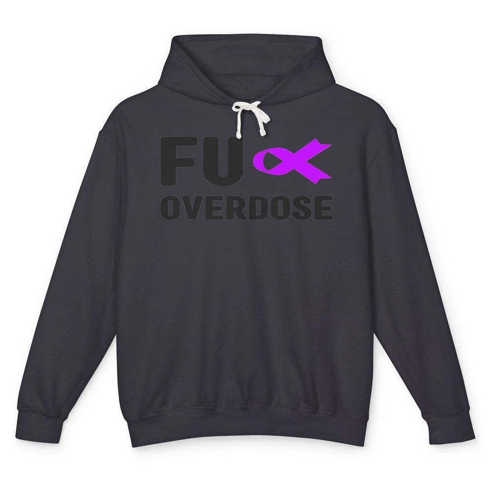 FU Purple Ribbon Overdose Awareness Warrior Strong Survivor Unisex Lightweight Hoodie