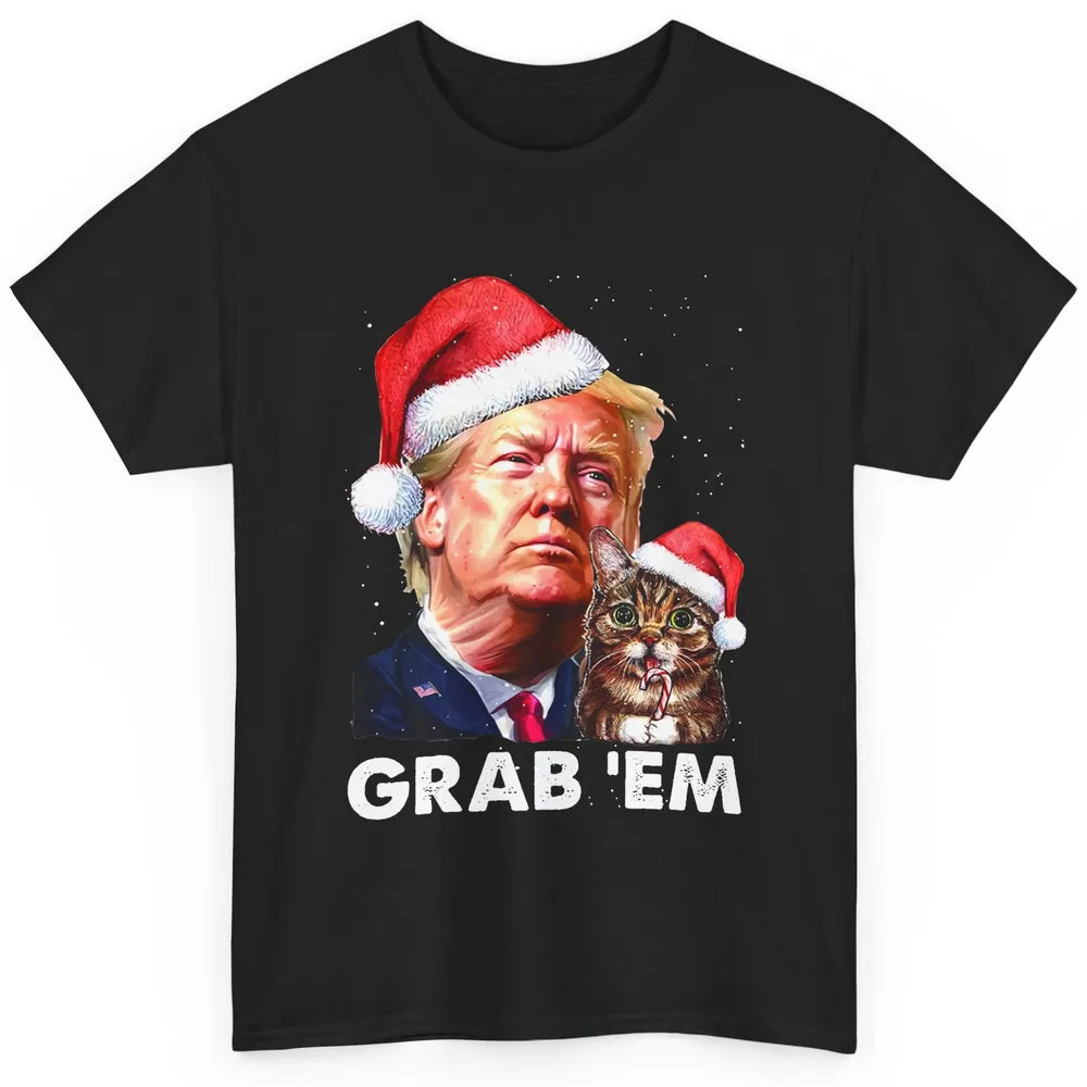 Funny Trump Cat Santa Grab' Em Trump Lovers Christmas Classic Unisex T-Shirt