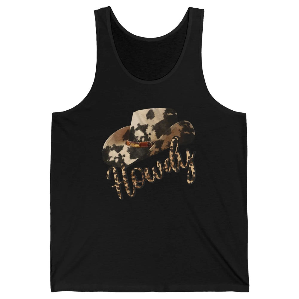 Vintage Leopard Cowboy Hat Howdy Western Country Cowgirls Unisex Jersey Tank