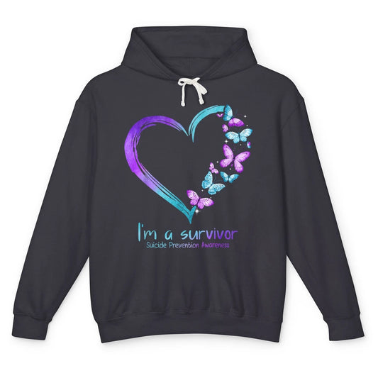 Butterfly Heart Im Survivor Suicide Prevention Awareness Unisex Lightweight Hoodie