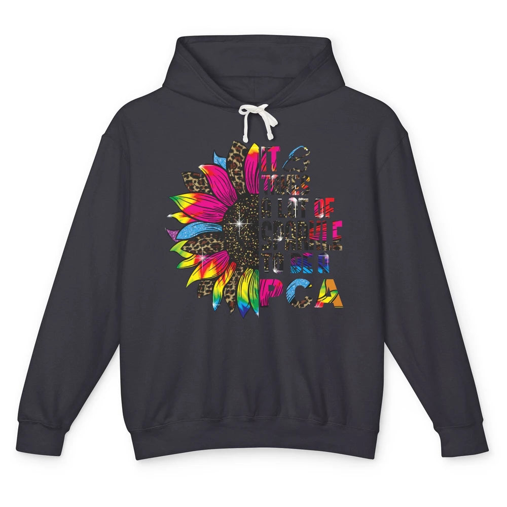 Leopard Sunflower Patient Care It Takes Sparkle To Be A PCA Unisex Lightweight Hoodie