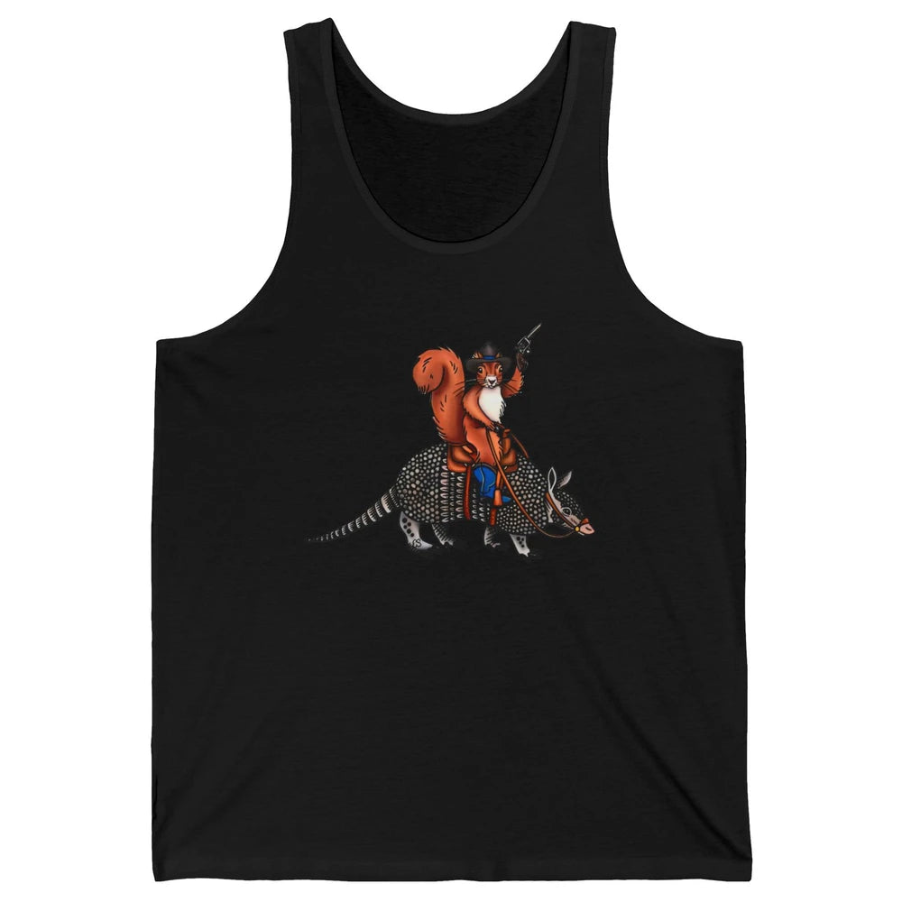 Retro Squirrel Cowboy Riding Armadillo Howdy Western Country Unisex Jersey Tank