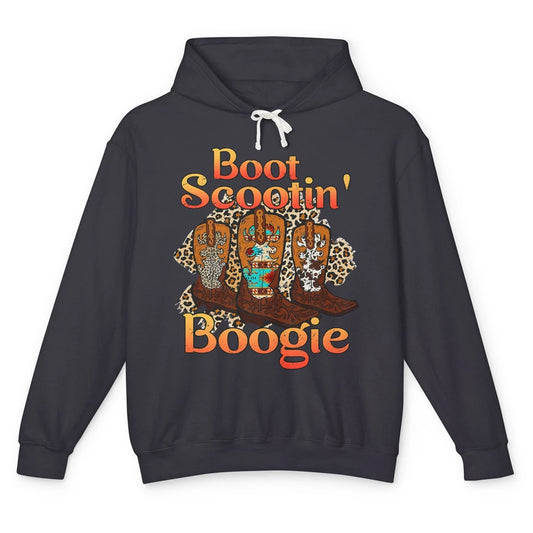 Leopard Cowboy Boots Rodeo Scooting Boogie Western Country Unisex Lightweight Hoodie