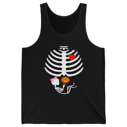 Baby Girl Skeleton Pregnancy Reveal Halloween Mom Costume Unisex Jersey Tank