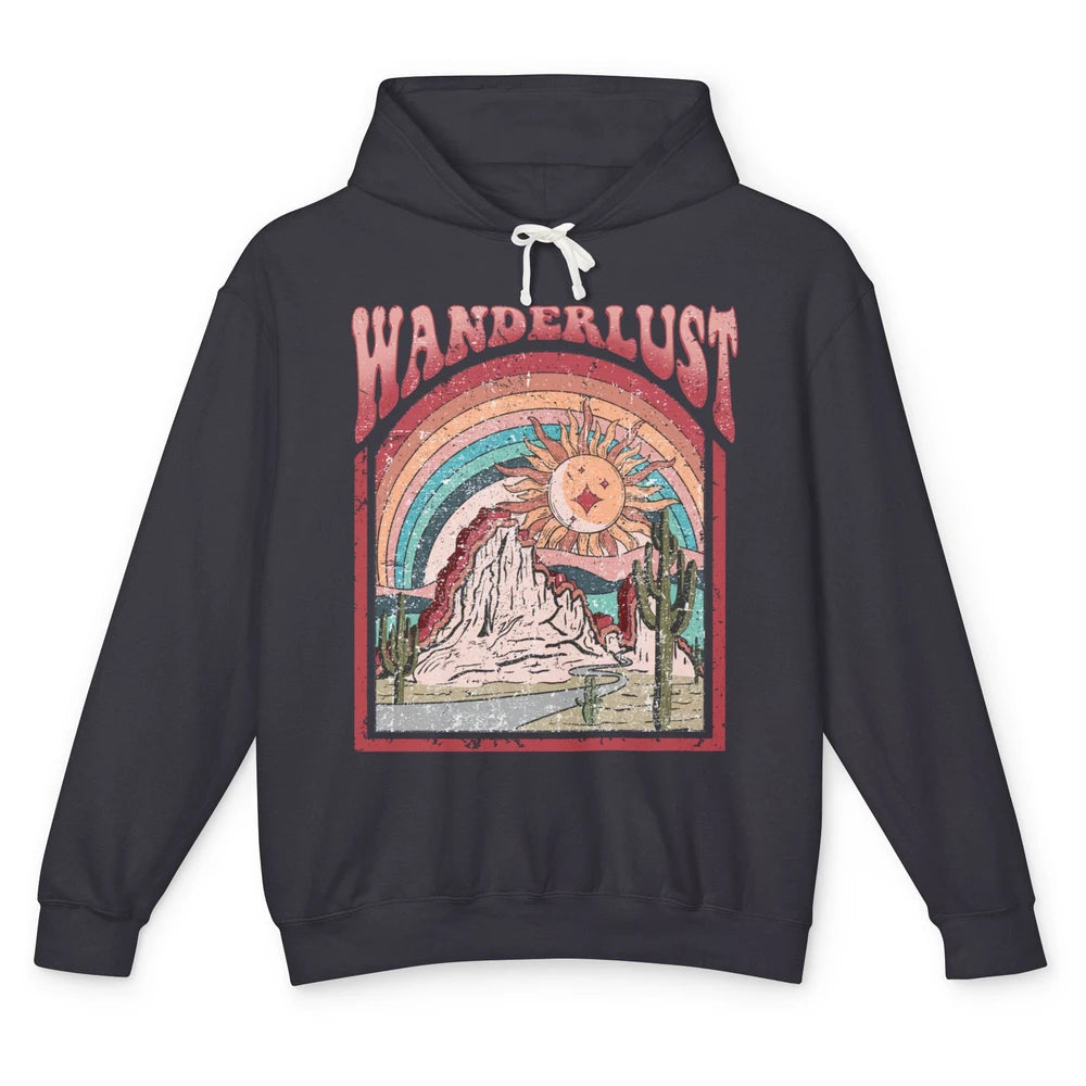 Retro Wanderlust Desert Cactus Wander Boho Adventure Western Unisex Lightweight Hoodie