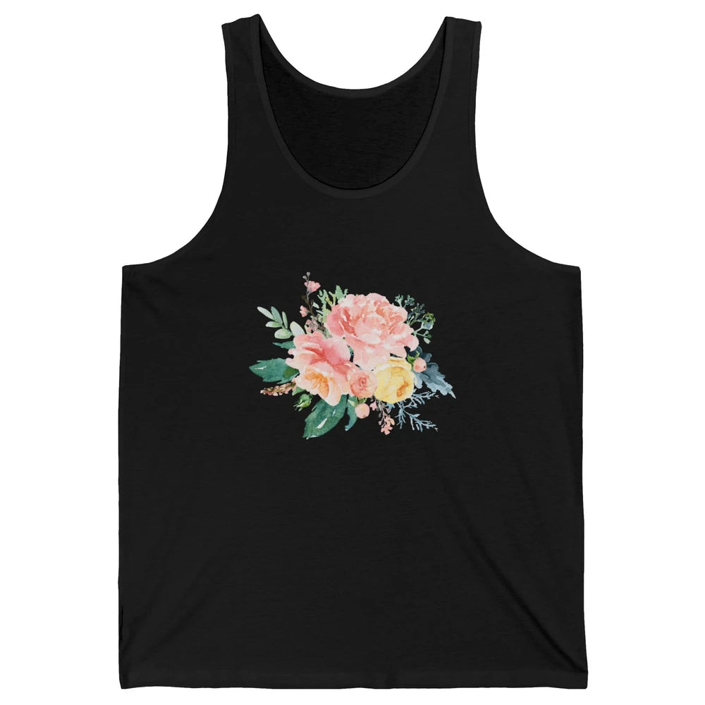 Watercolor Peony Flower Bouquet Botanical Garden Wildflower Unisex Jersey Tank