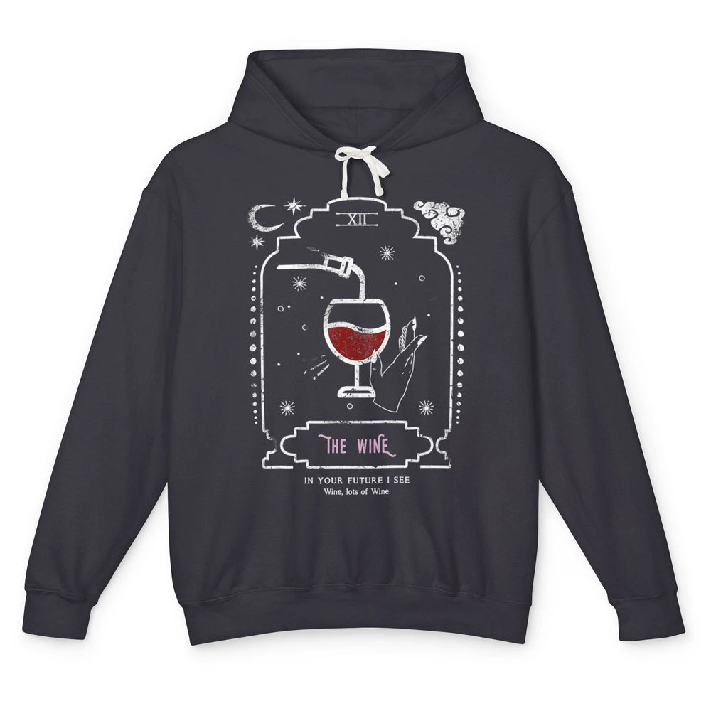 The Wine Drinker Tarot Card Witchy Hand Mystical Alcoholic Unisex Lightweight Hoodie