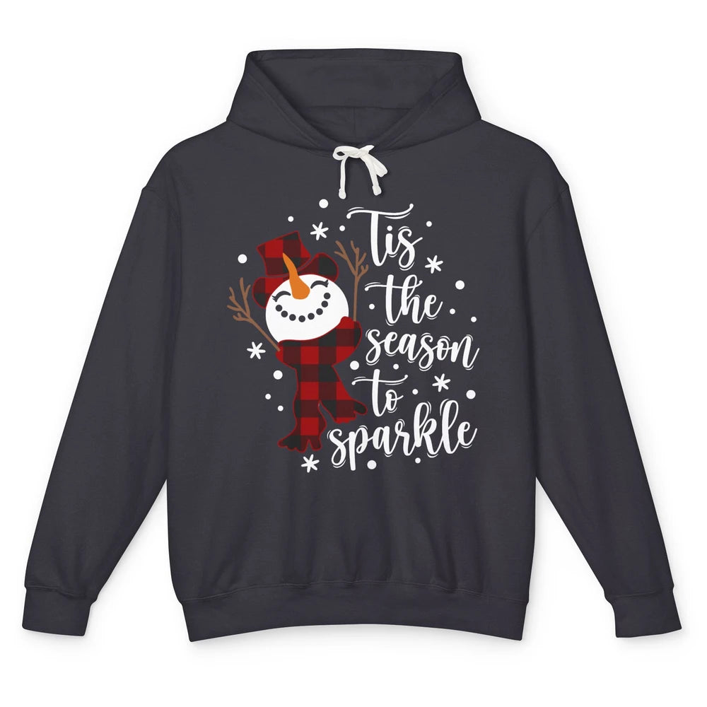 Funny Snowman Tis The Season To Sparkle Merry Christmas Unisex Lightweight Hoodie