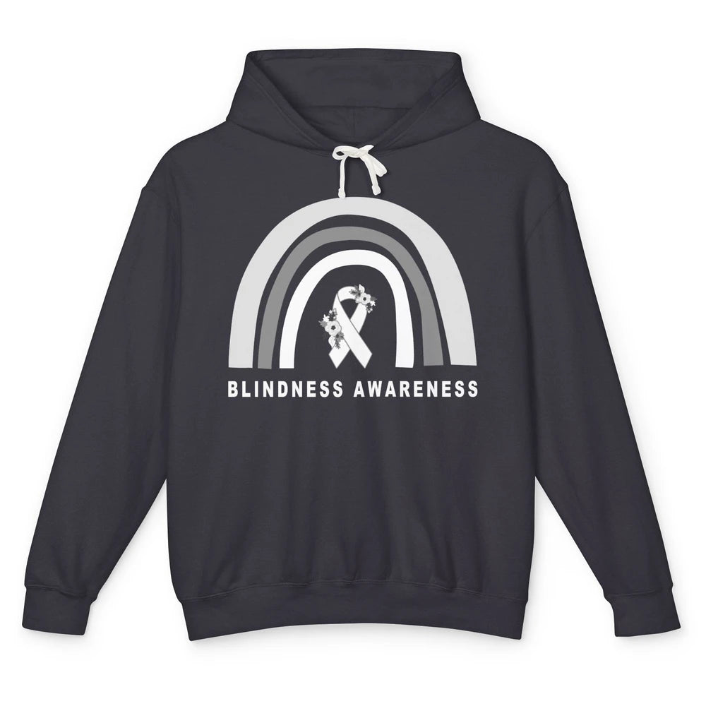 Blindness Awareness Floral White Gray Ribbon Blind Support Unisex Lightweight Hoodie