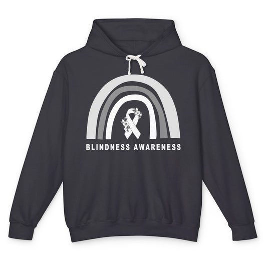 Blindness Awareness Floral White Gray Ribbon Blind Support Unisex Lightweight Hoodie