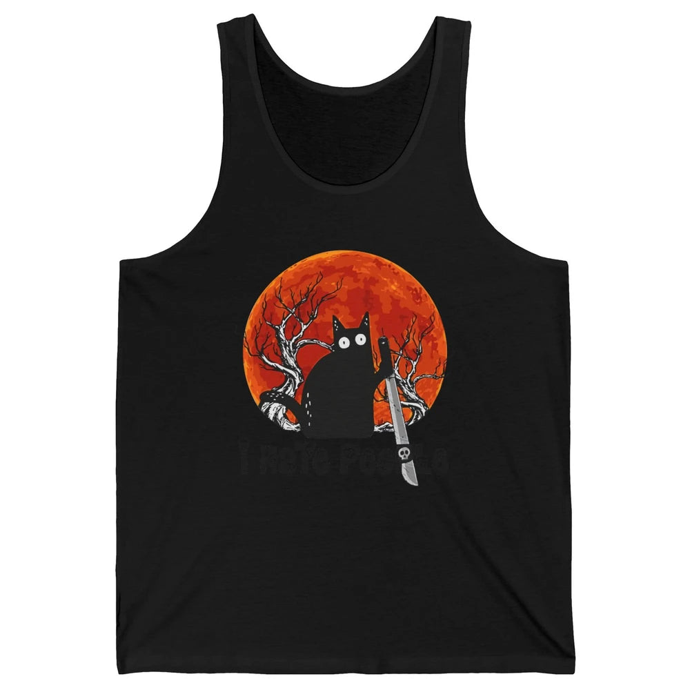 Black Cat Murderer I Hate People Pumpkin Halloween Costume Unisex Jersey Tank