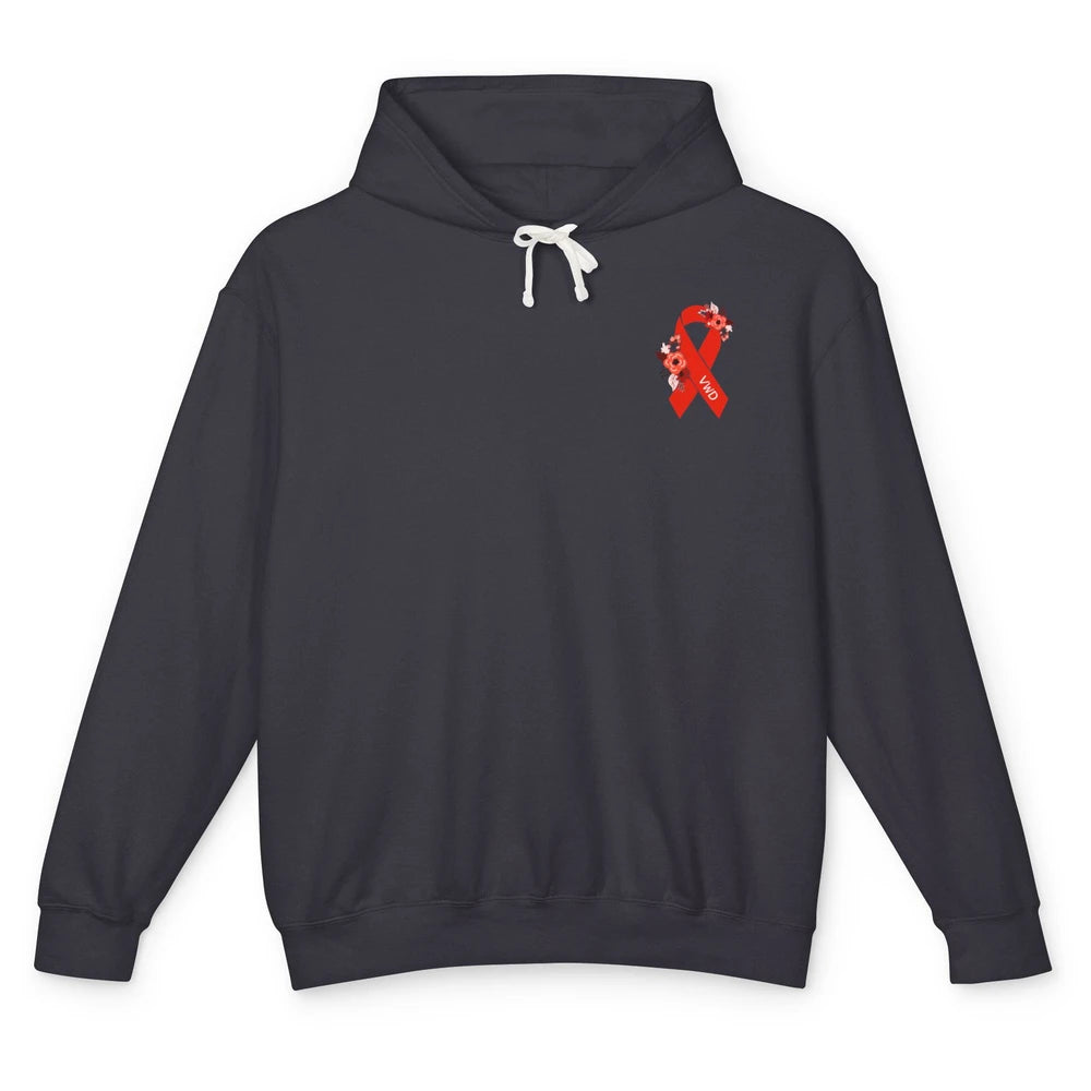 Von Willebrand Disease Awareness VWD Floral Red Ribbon Unisex Lightweight Hoodie