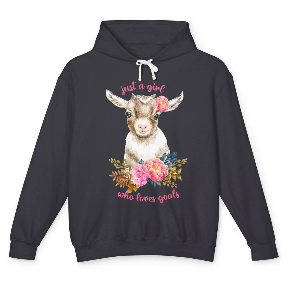 Floral Goat Mom Just A Girl Who Loves Goats Farmers Gift Unisex Lightweight Hoodie