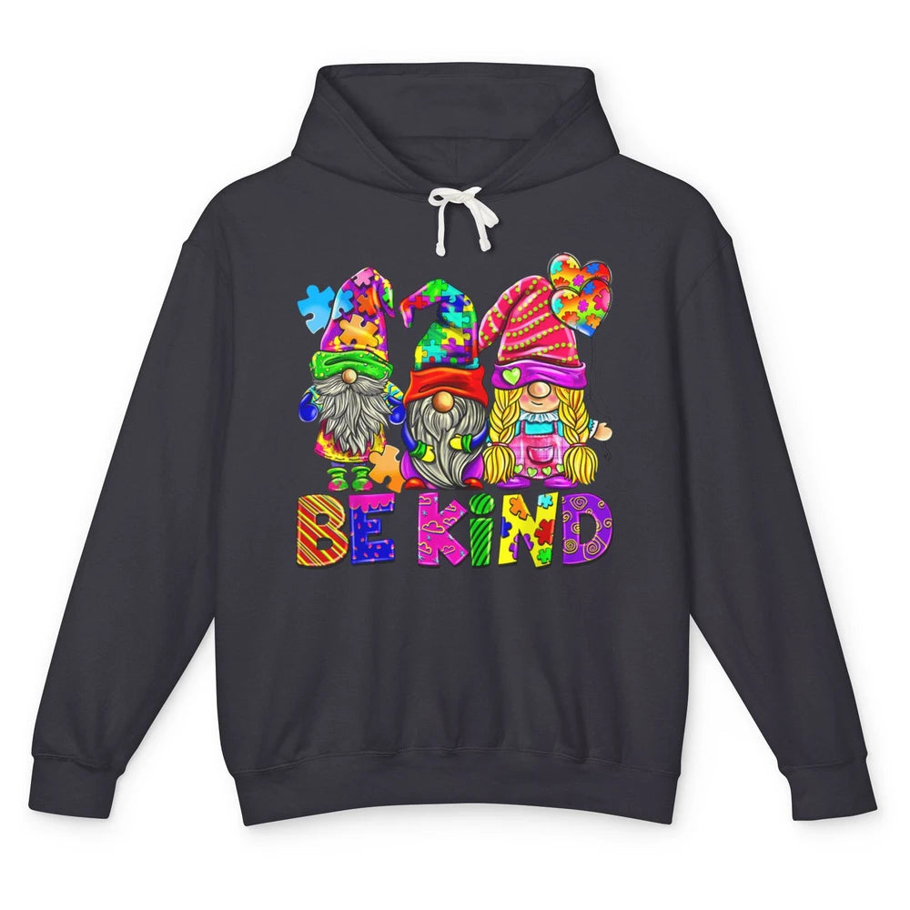 Be Kind Gnome Autism Awareness Month Autistic Jigsaw Puzzle Unisex Lightweight Hoodie